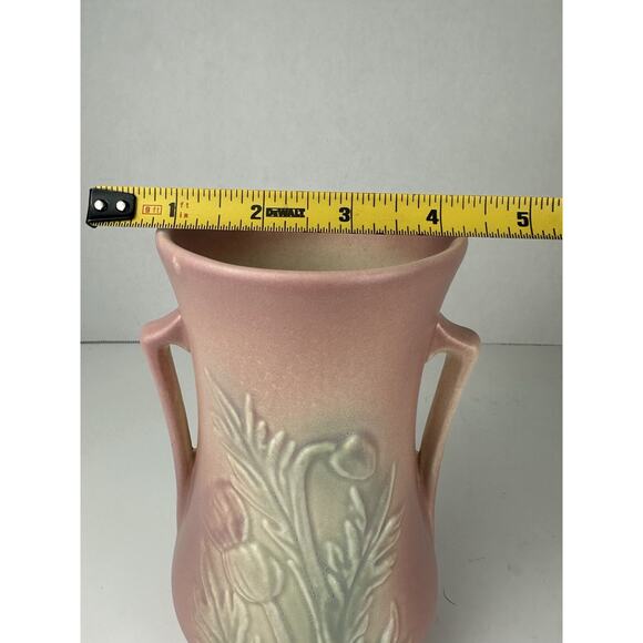 Vintage Hull Pink Vase Art Pottery Thistle Art Deco Vase 6” - Picture 9 of 9